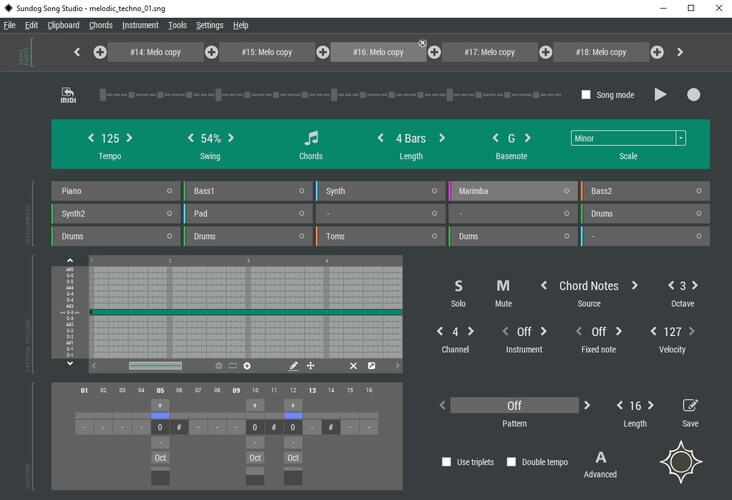 Sundog Song Studio在v3.9.0更新中为音序器获取Step和和弦FX-