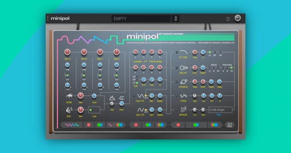 Karanyi Sounds的Minipol模拟合成器插件以12美元的价格出售-